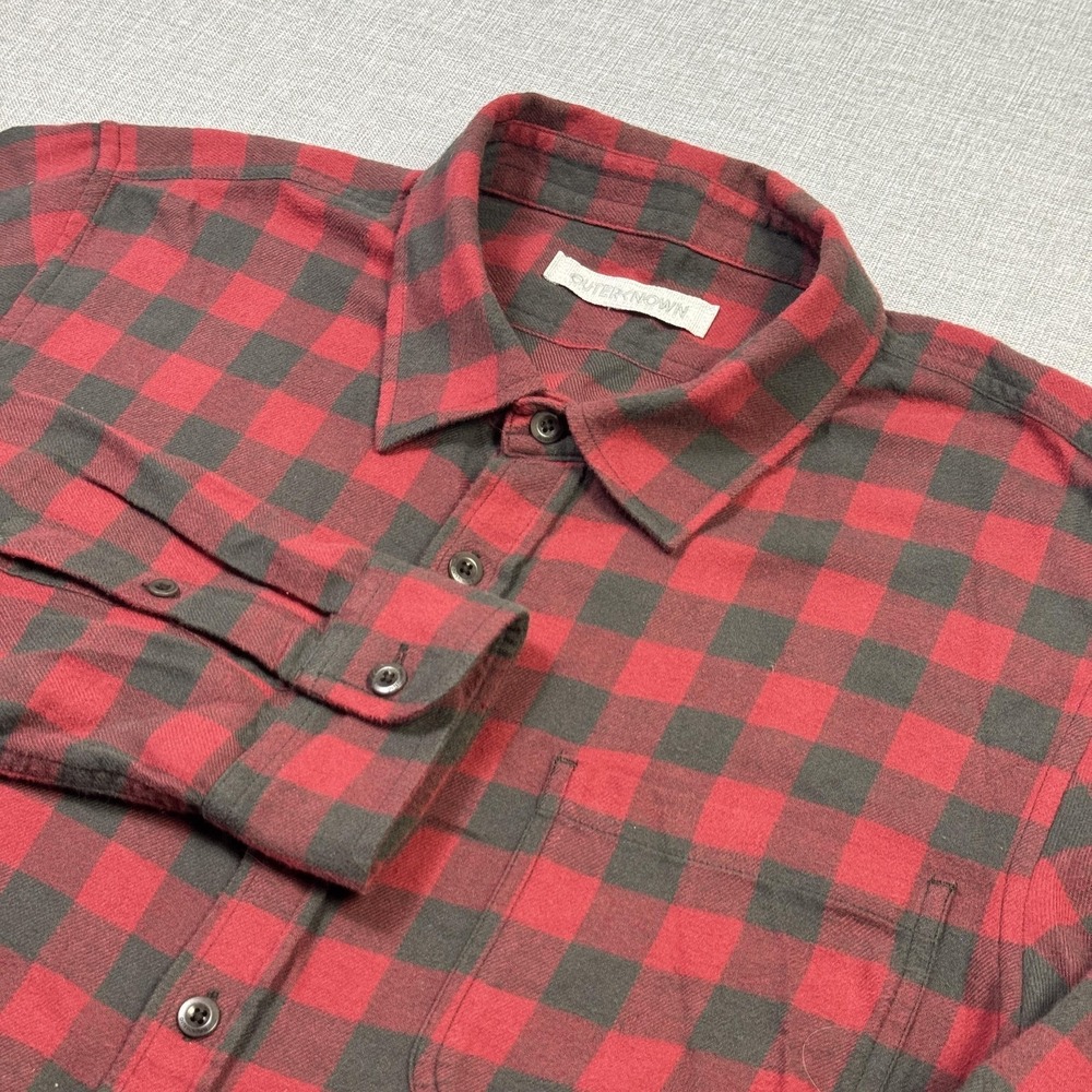 Outerknown Flannel Shirt Mens Large Red Plaid Long Sleeve Button-Up Cotton
